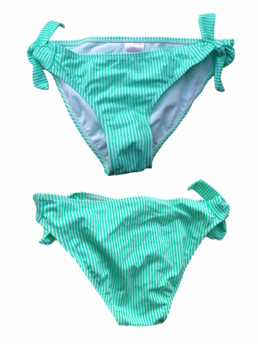 NWOT Xhilaration Mint Green White Stripe Bikini Bottom Separate Size Small